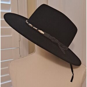 Adora Wool Hat Western Style One Size Black With Silver Embellished Band